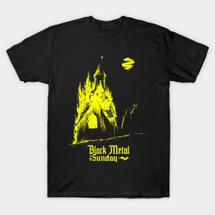 Black Metal Burning Church (yellow version) T-Shirt